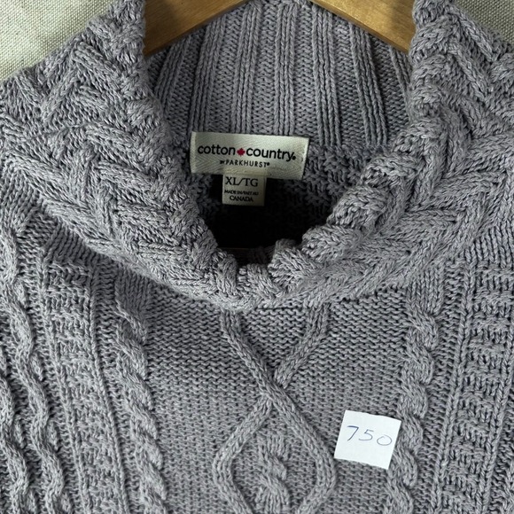 Cotton Country by Parkhurst XL Lavender Cable Knit Eco Cotton Blend Sweater - Picture 2 of 7